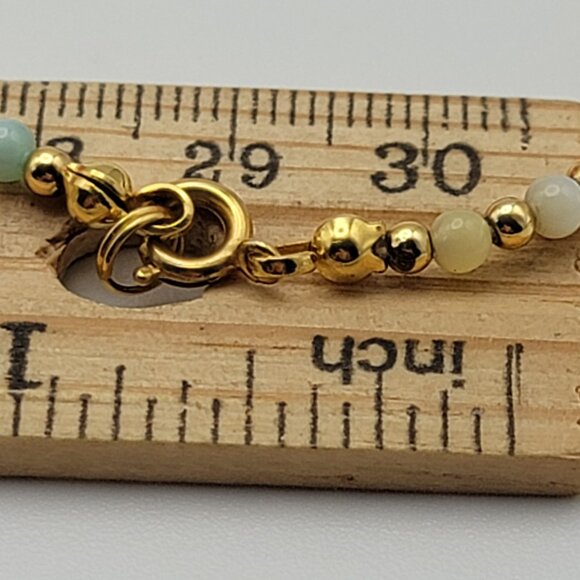 Vintage Multicolor Moonstone Beaded Necklace 16.5" Gold Plated Brass Spring Ring - Picture 8 of 8